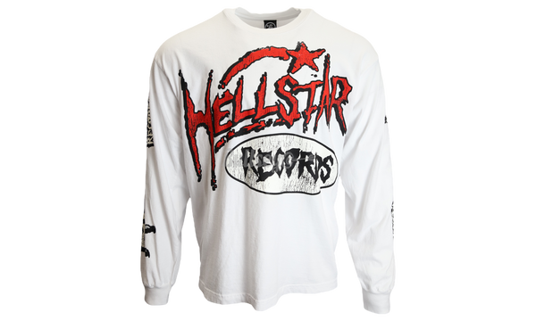 Hellstar Studios Records Longsleeve White T-Shirt-nike york huarache girls lacrosse cleats amazon shoes