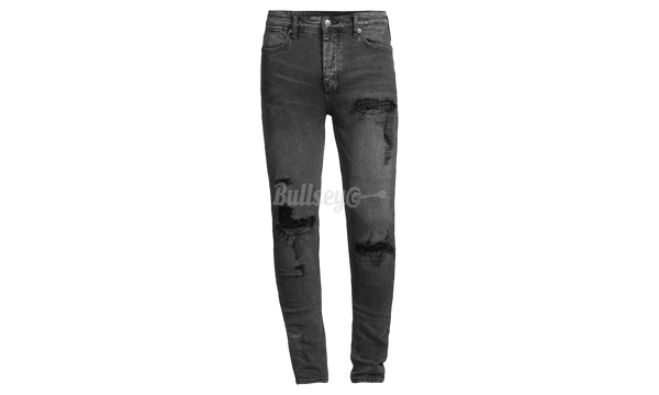 Ksubi Black Van Winkle Angst Trashed Jeans-Sneakers Denim Flow Runner 20mm