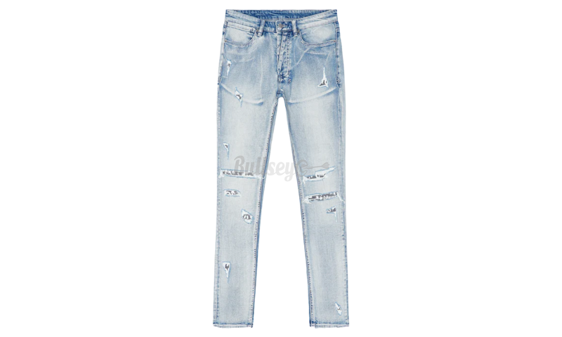 Ksubi Blue Van Winkle Punk Shred Jeans-White Blue Chunky Sneakers Shoes 541624W09ON9169