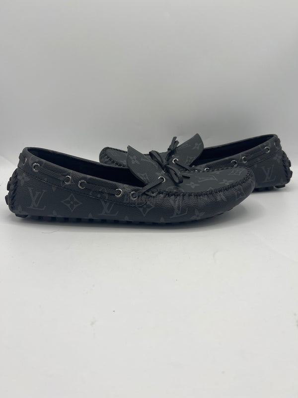 Louis Vuitton Arizona Black Monogram Eclipse Moccasin Loufers (PreOwned) (No Box)