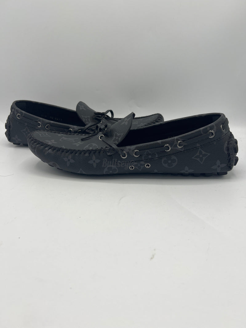 Louis Vuitton Arizona Black Monogram Eclipse Moccasin Loufers (PreOwned) (No Box)