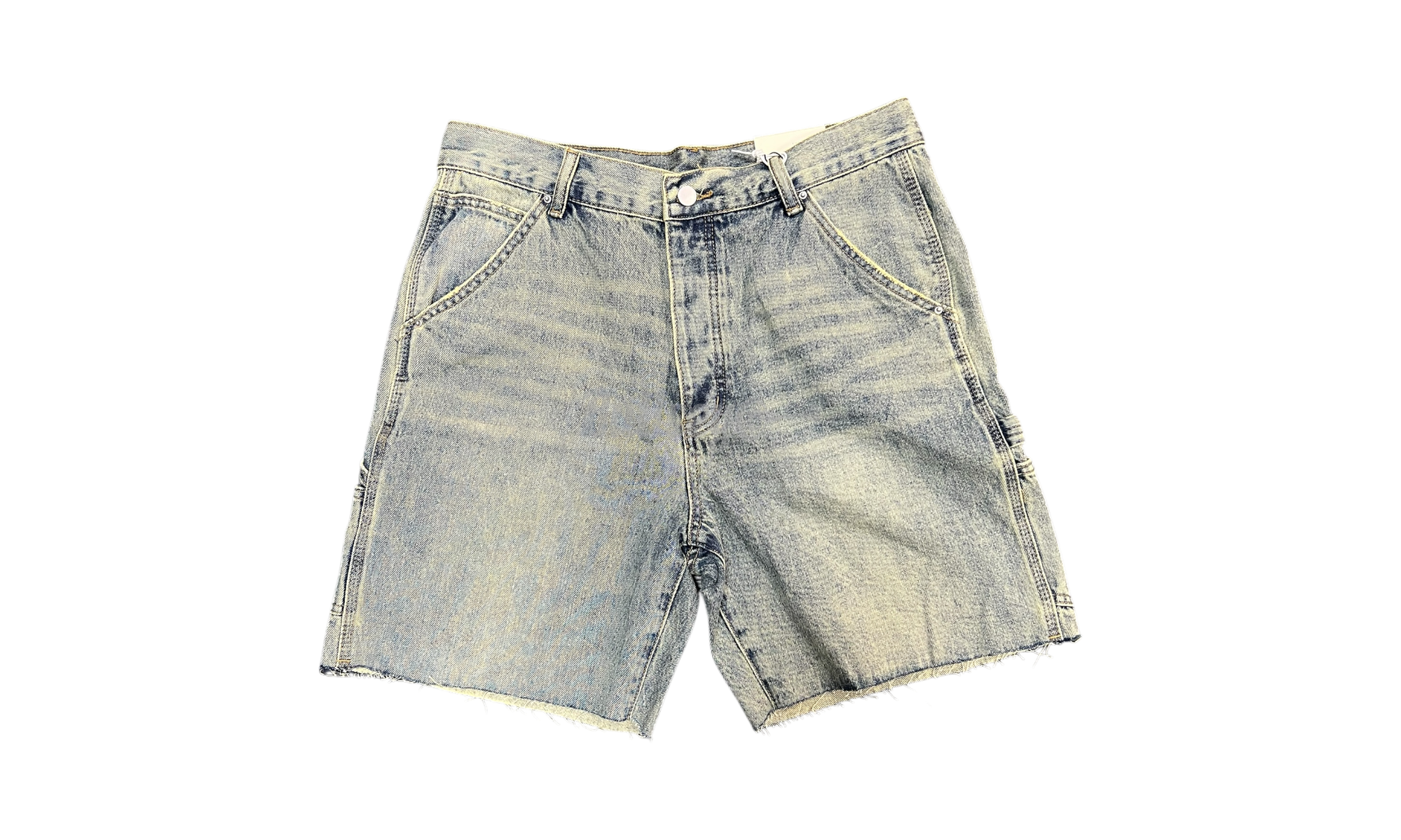 MNML Blue Frayed Washed Indigo Denim Shorts-Bullseye Sneaker Boutique
