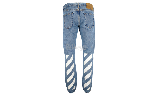 Off-White c/o Virgil Abloh Blue Denim Diagonal Jeans-clothing key-chains box office-accessories 36 shoe-care robes belts Pouches
