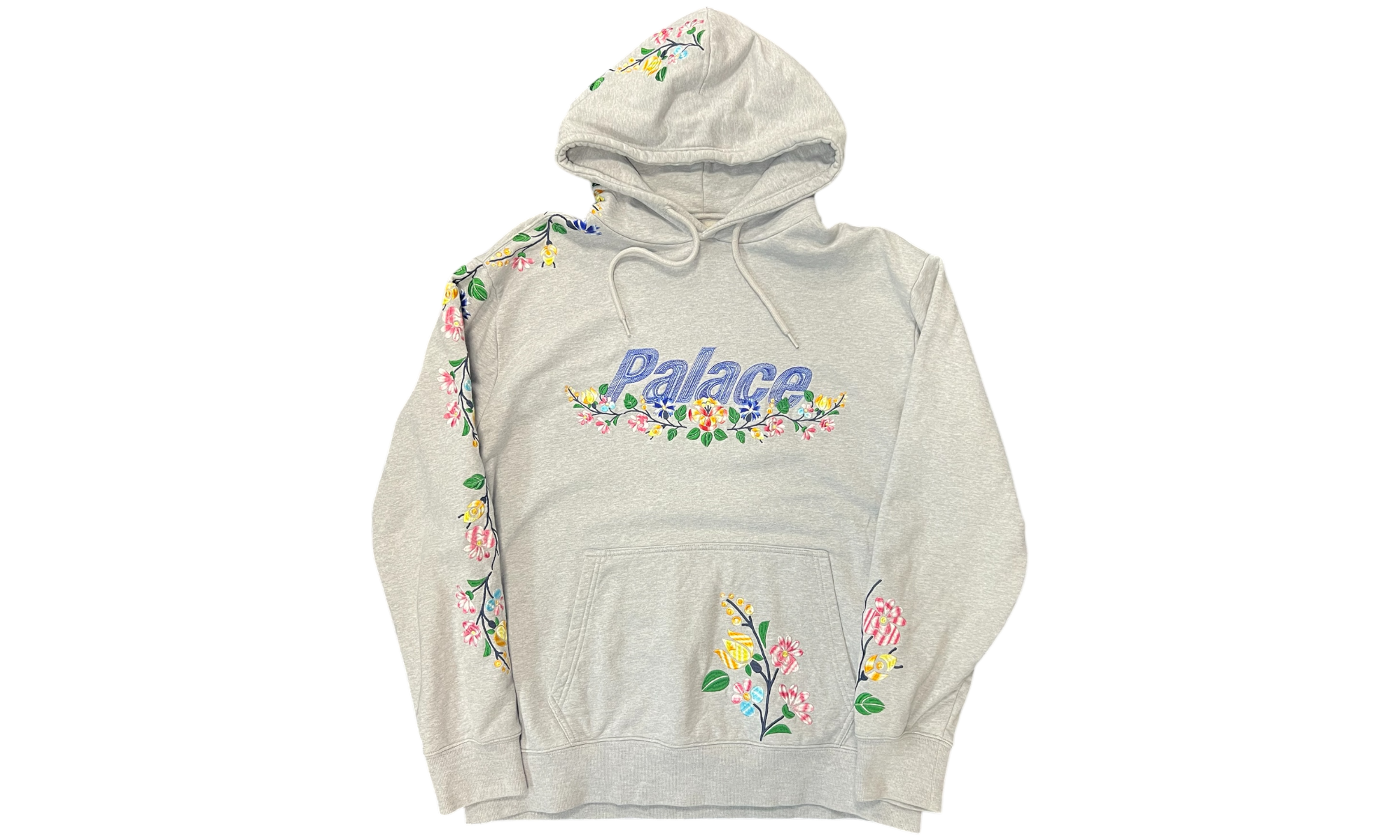 Palace Floral Logo Grey Hoodie (PreOwned)-Bullseye Sneaker Boutique