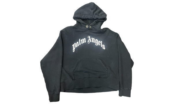 Palm Angels Curved Logo "Black/White" Hoodie (PreOwned) (No DrawStrings)-Bullseye Sneaker Boutique