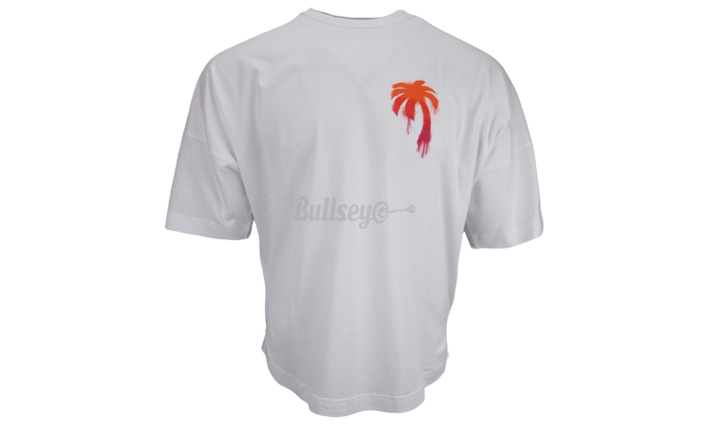 Palm Angels Sprayed Palm Logo Over White/Fuschia T-Shirt