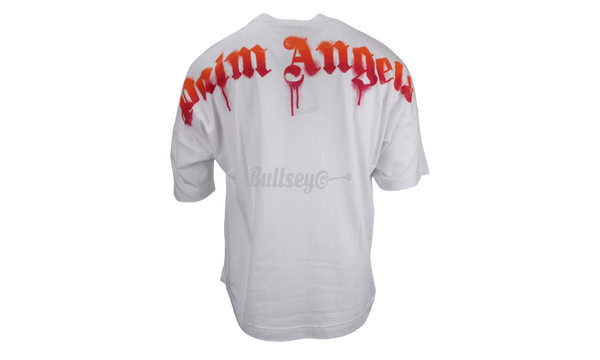 Palm Angels Sprayed Palm Logo Over White/Fuschia T-Shirt-Bullseye Sneaker Boutique