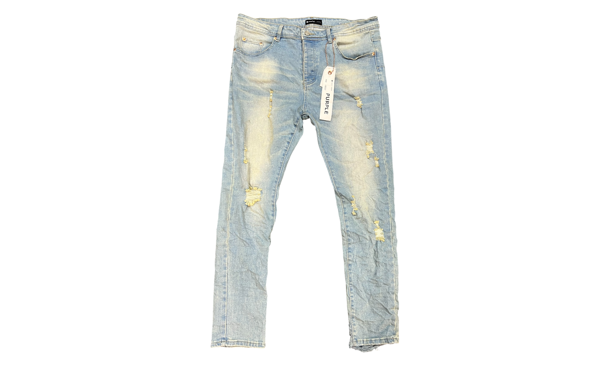 Purple-Brand Distressed Light Wash Indigo Jeans (PreOwned)-Bullseye Sneaker Boutique