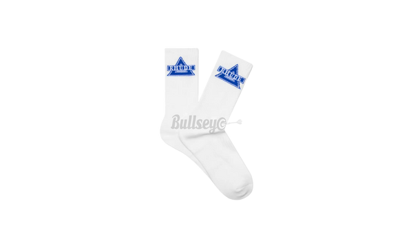 Rhude Blue Triangle Logo White Socks-Sneaker robes Pursuit Twins Cuir
