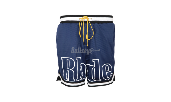 Rhude Court Logo Navy Shorts-Bullseye Bradstreet Sneaker Boutique