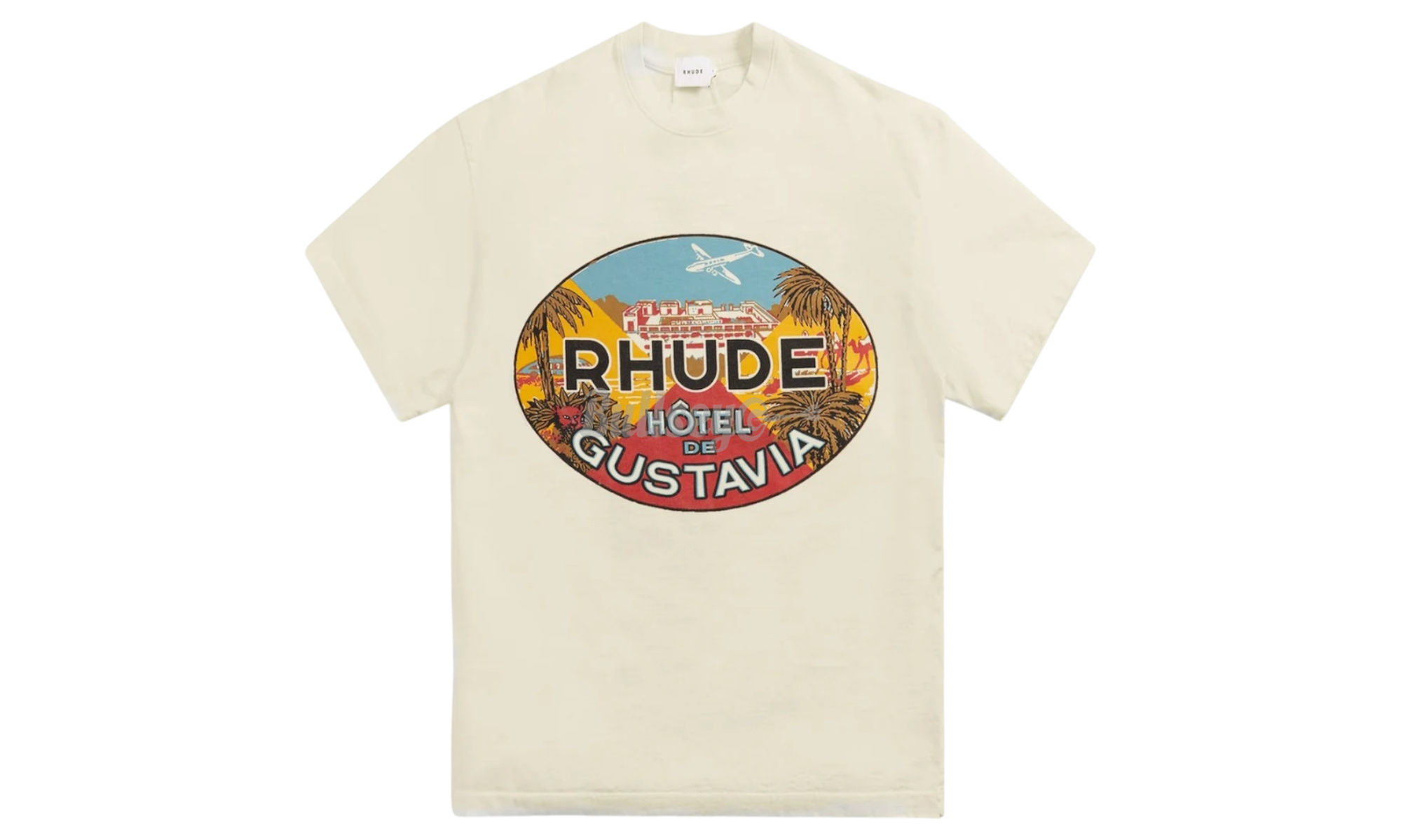 Rhude Hotel De Gustavia Cream T-Shirt-Bullseye Sneaker Boutique