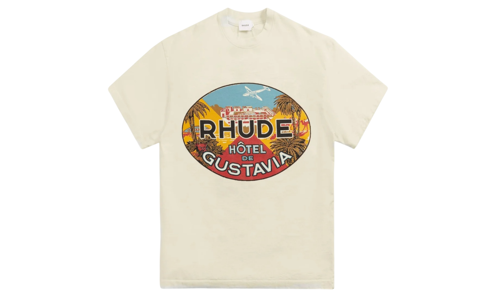 Rhude Hotel De Gustavia Cream T-Shirt-Bullseye Sneaker Boutique