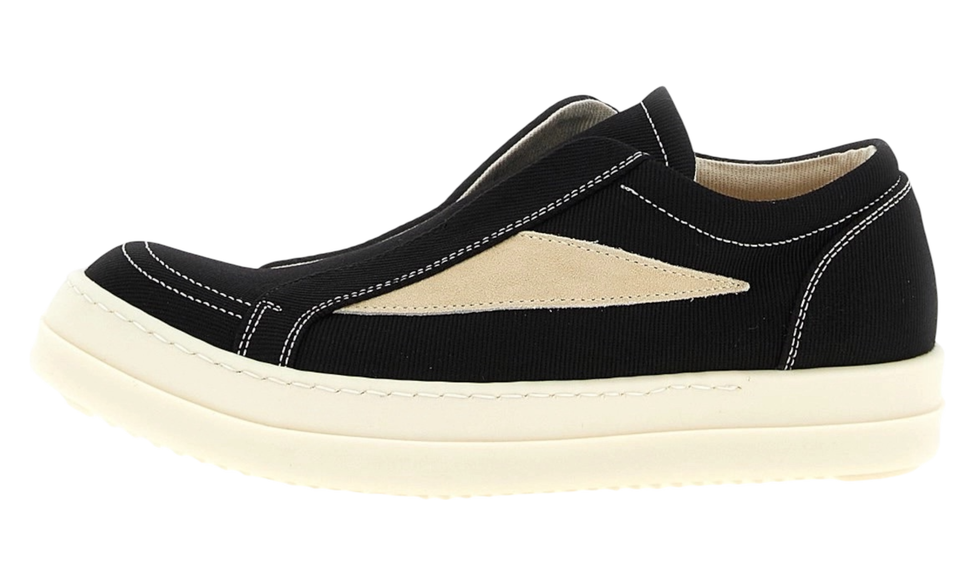Rick Owens DRKSHDW Vintage Low Black/Milk Laceless Slip-On Sneaks-Bullseye Sneaker Boutique