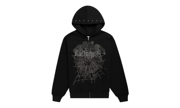 Sp5der OG Web Studded Black Zip-Up Hoodie-Bullseye Sneaker Boutique