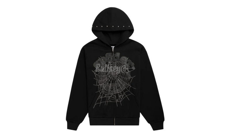 Sp5der OG Web Studded Black Zip-Up Hoodie-Bullseye Sneaker Boutique