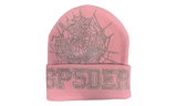 Sp5der Rhinestone Web Pink Beanie (New York Exclusive)-Bullseye Sneaker Boutique