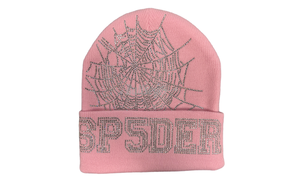 Sp5der Rhinestone Web Pink Beanie (New York Exclusive)-Bullseye Sneaker Boutique