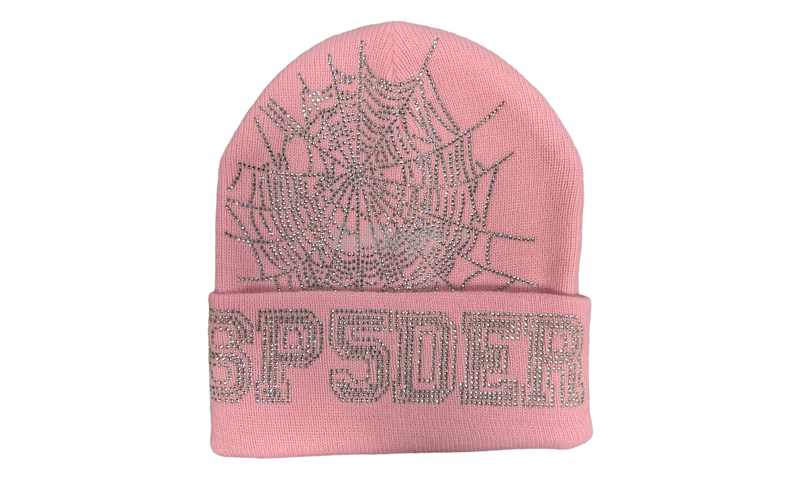 Spider Rhinestone Web Pink Beanie (New York ASICS)-Bullseye Enzo Sneaker Boutique
