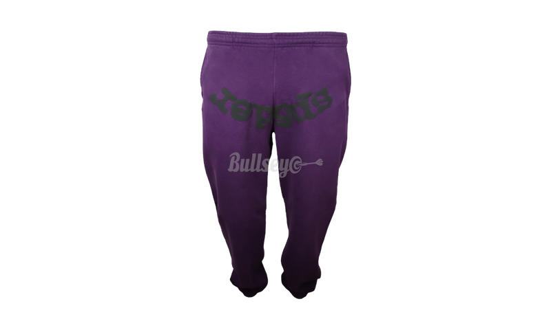 Spider Worldwide Black Letters Purple Sweatpants-Chafing from Running Bra