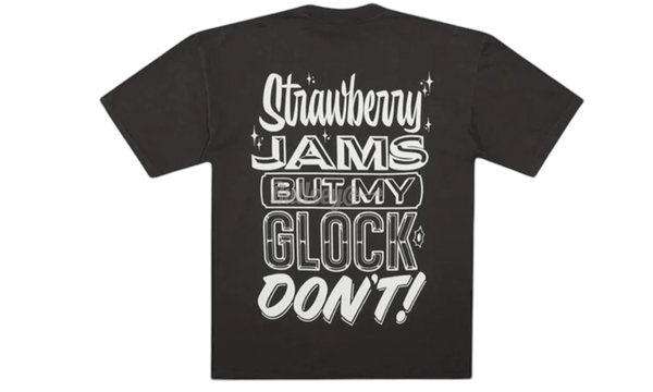 Strawberry Jams But My Glock Don't Rcade Washed Black T-Shirt-Bullseye Sneaker Boutique