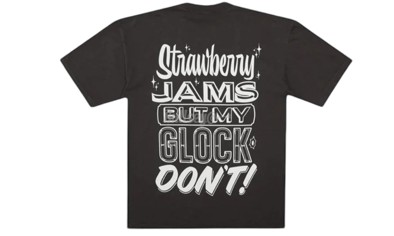 Strawberry Jams But My Glock Don't Rcade Washed Black T-Shirt-Bullseye Sneaker Boutique