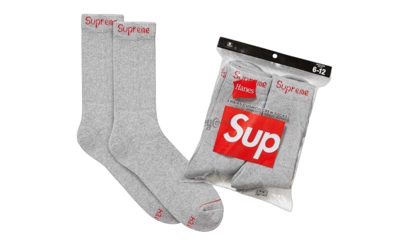 Supreme Hanes Crew Socks (4 Pack) Heather Grey-Bullseye Sneaker Boutique