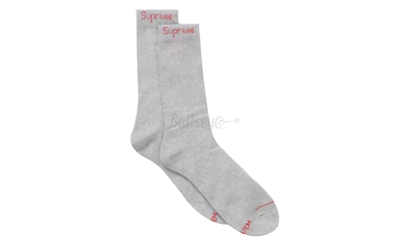 Supreme Hanes Crew Socks (Single Pack) Heather Grey-Bullseye Sneaker Boutique