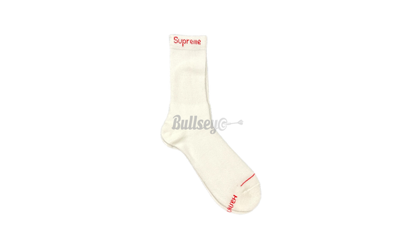 Supreme Hanes Crew Socks (Single Pack) White-Bullseye Sneaker Boutique