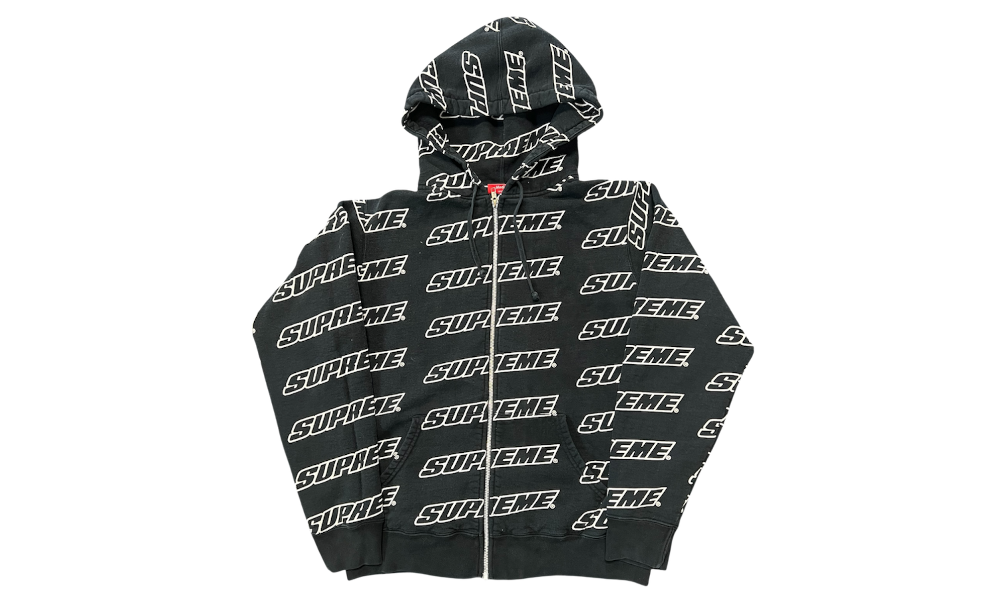 Supreme Repeat Black Zip-Up Hoodie (PreOwned)-Bullseye Sneaker Boutique