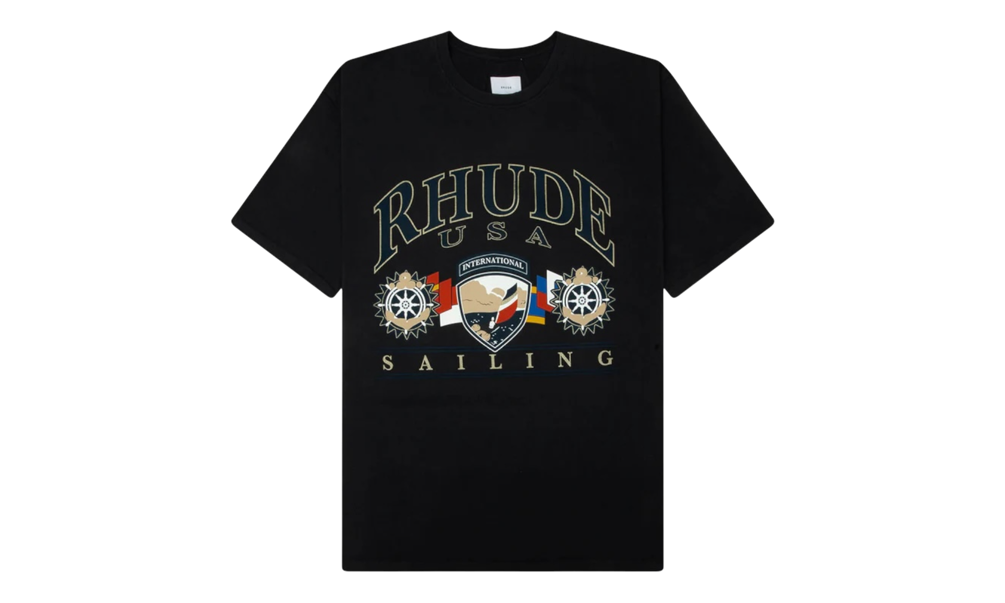 Rhude Usa Sailing Icon Vintage Black/White T-Shirt