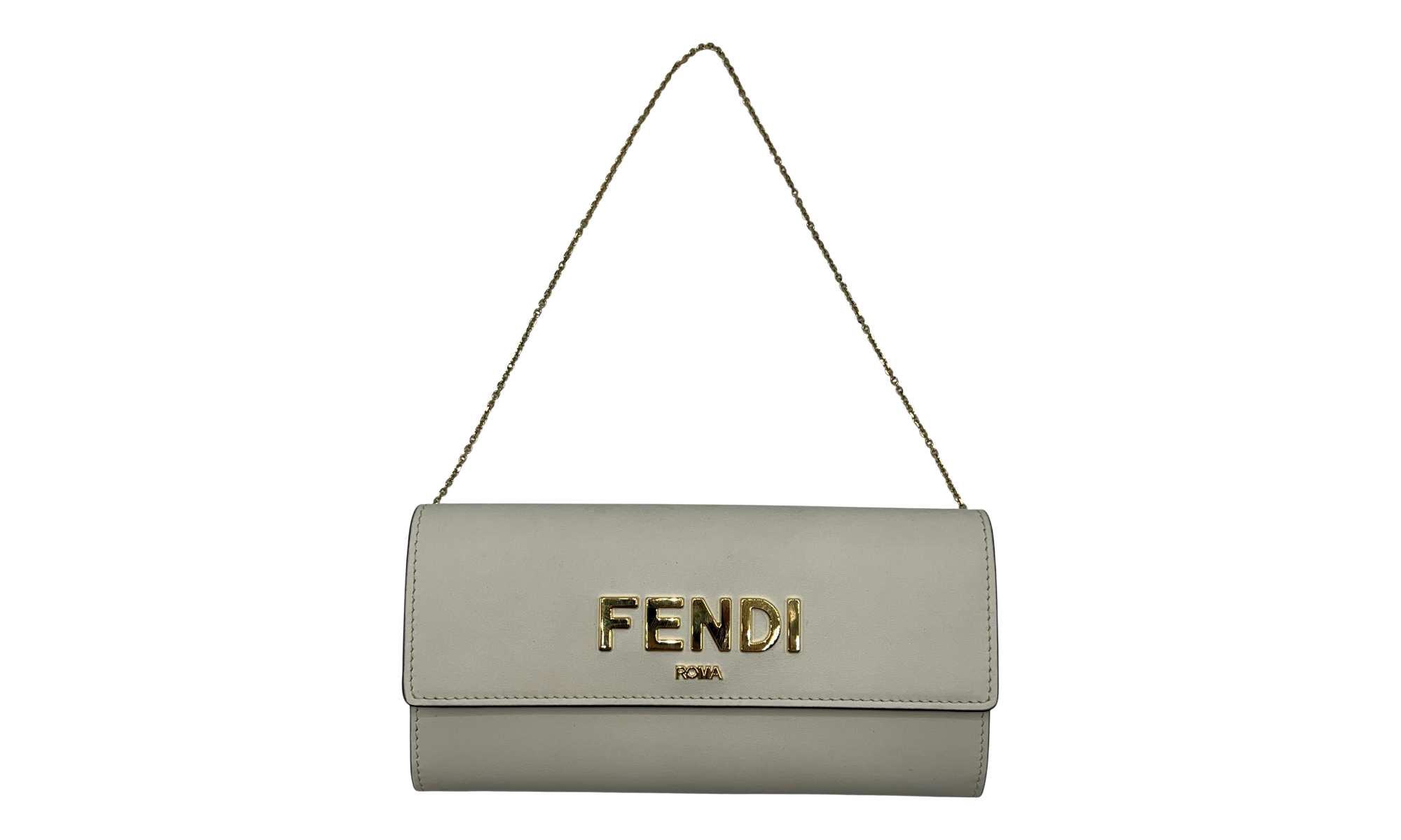 Fendi Roma Logo Continental Wallet On Chain White (PreOwned)