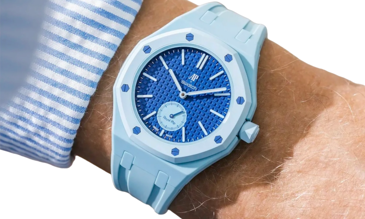 Swatch x Audemars Piguet AP Bioceramic Royal Pop Savonnette Lan Ba on Blue Rubber Strap & Blue Case