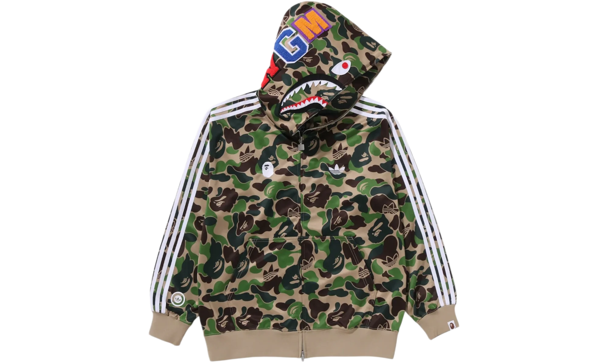 adidas x BAPE Relaxed Fit Track Camo Shark Full Zip Hoodie Green