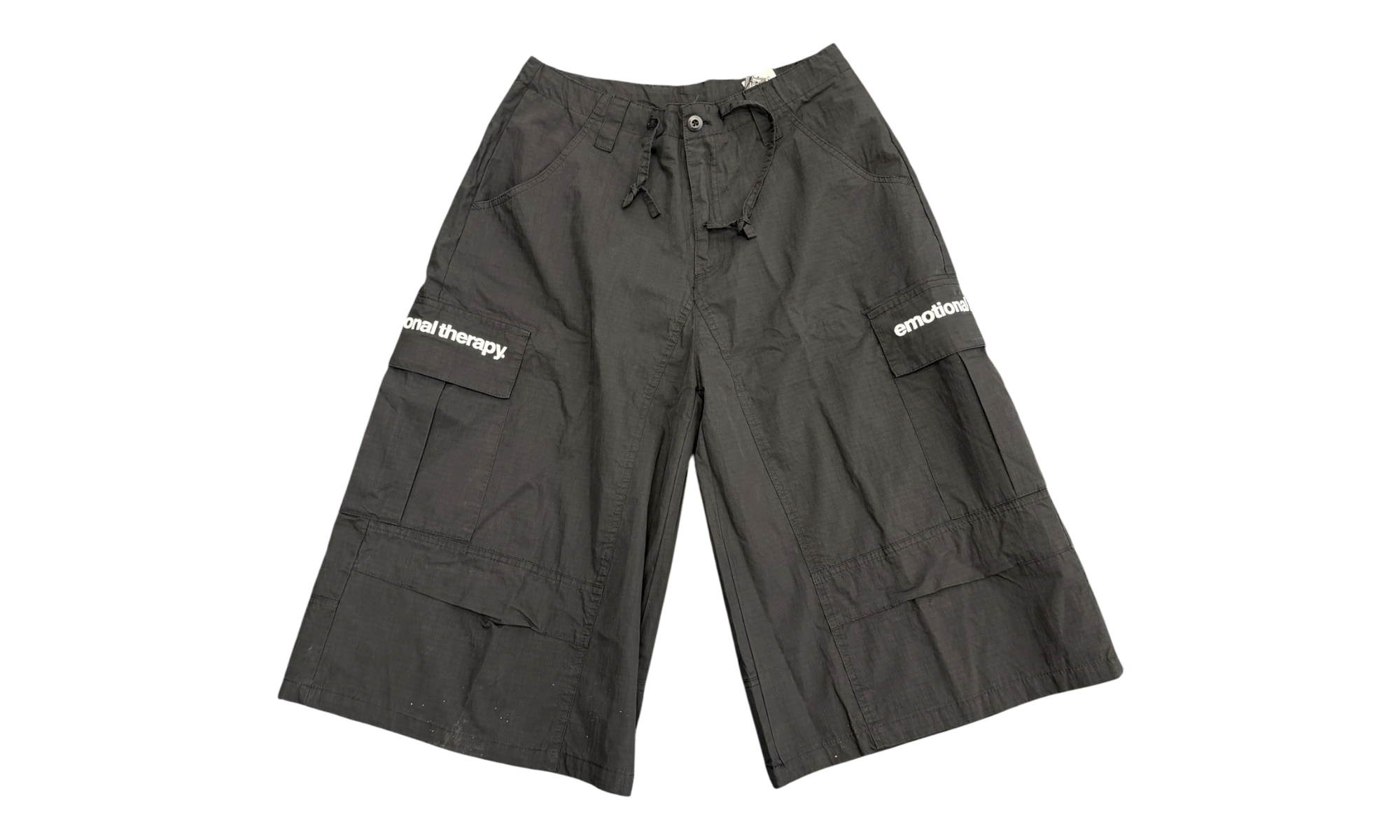 Emotional Therapy Black Nylon Cargo Shorts