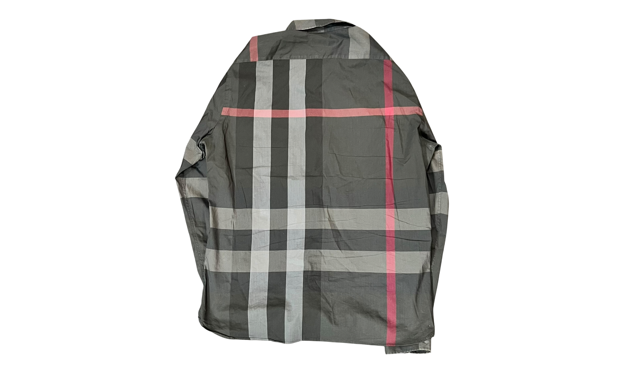 Burberry Check Stretch Cotton Poplin Shirt Charcoal (PreOwned)