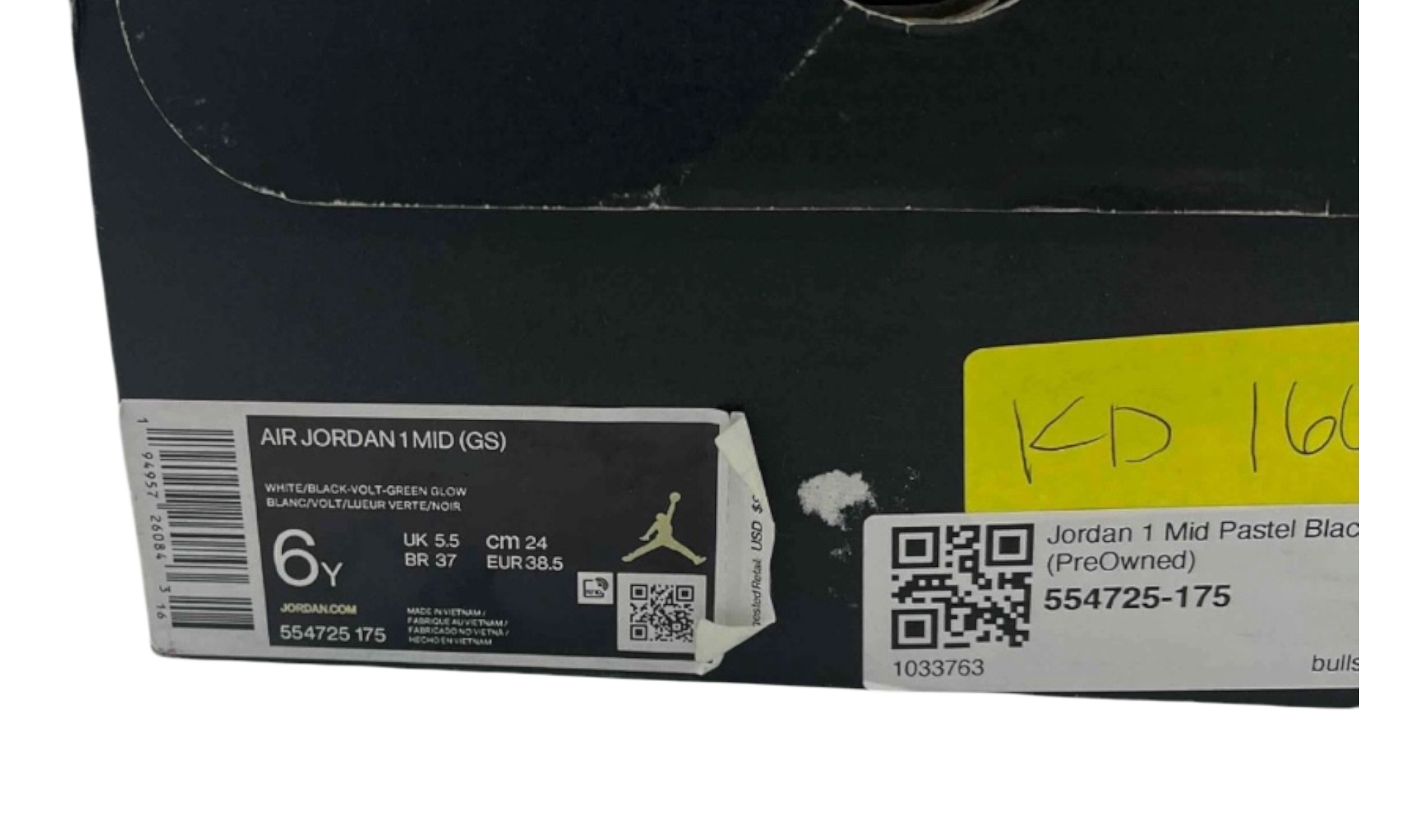 Jordan 1 Mid Pastel Black Toe (GS) (PreOwned)