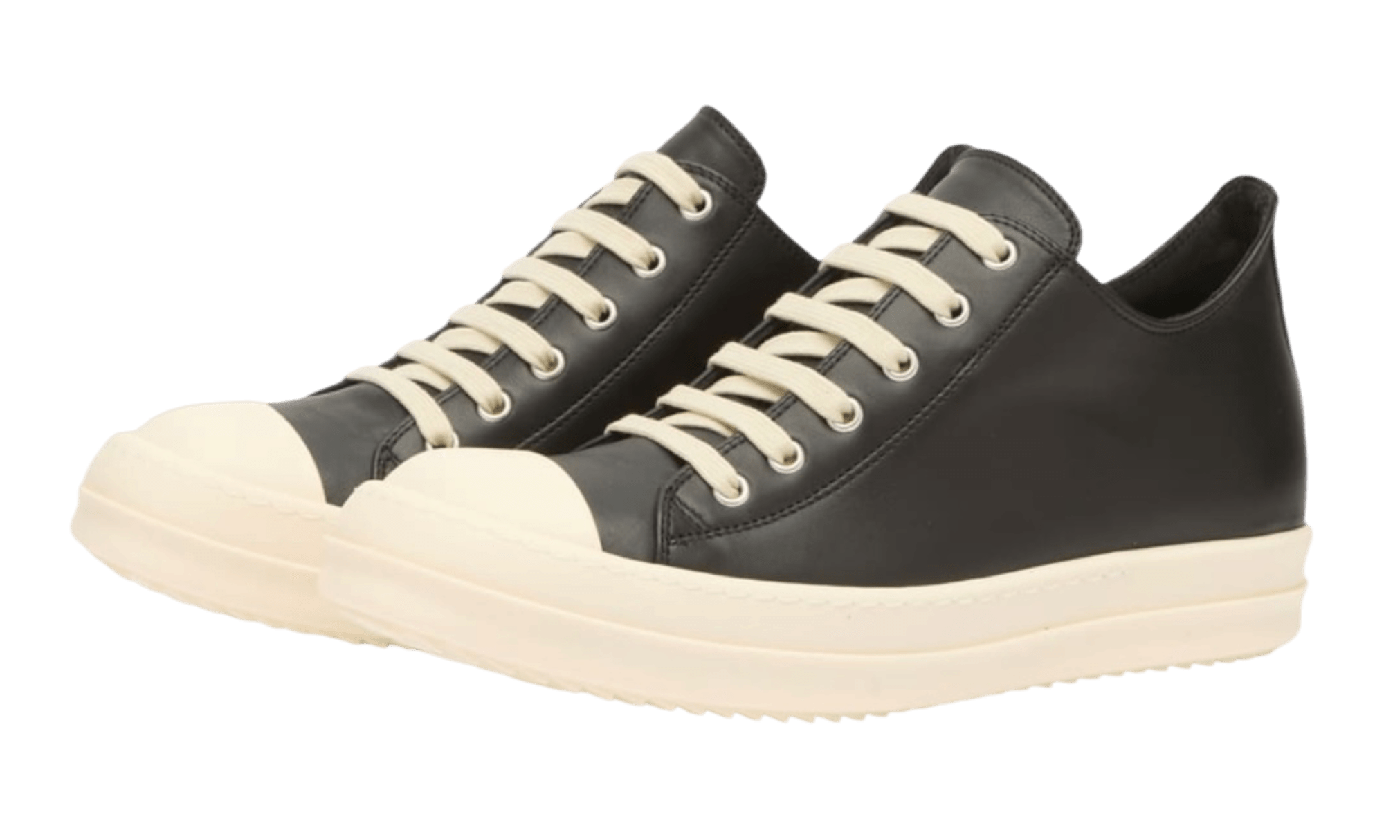 Rick Owens Lido Low Sneaks Leather Black Milk