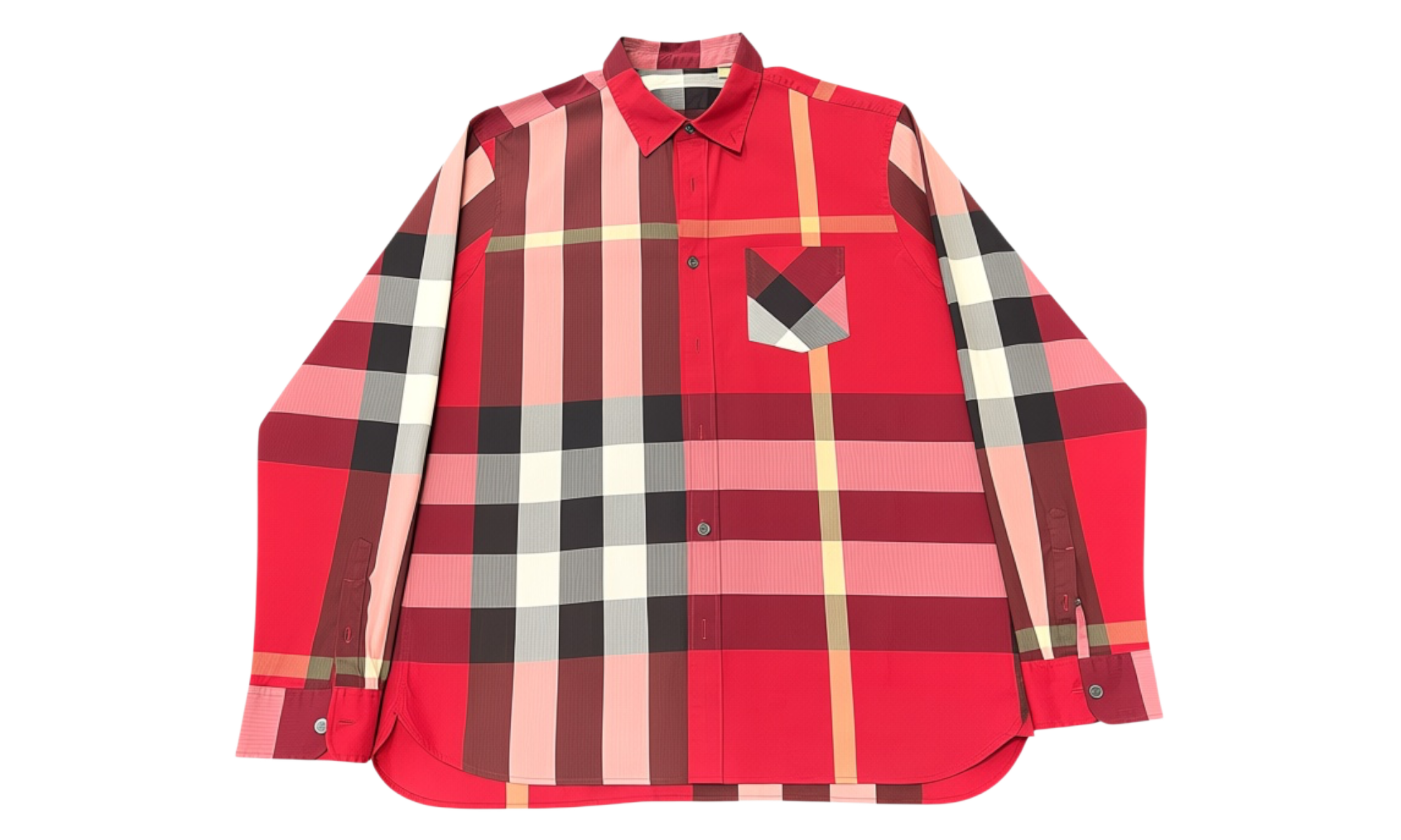 Burberry Check Stretch Cotton Poplin Shirt Parade Red (PreOwned)