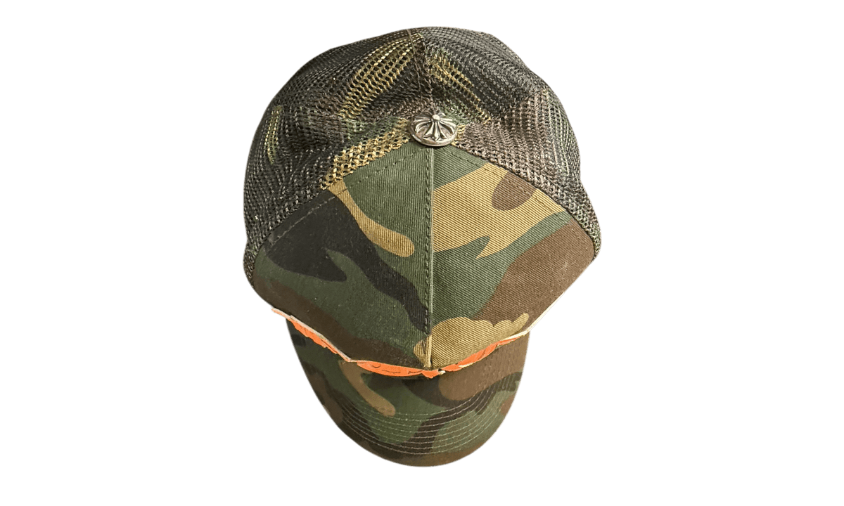 Chrome Hearts Vintage Camo Orange Leather Patch Trucker Hat (Preowned)