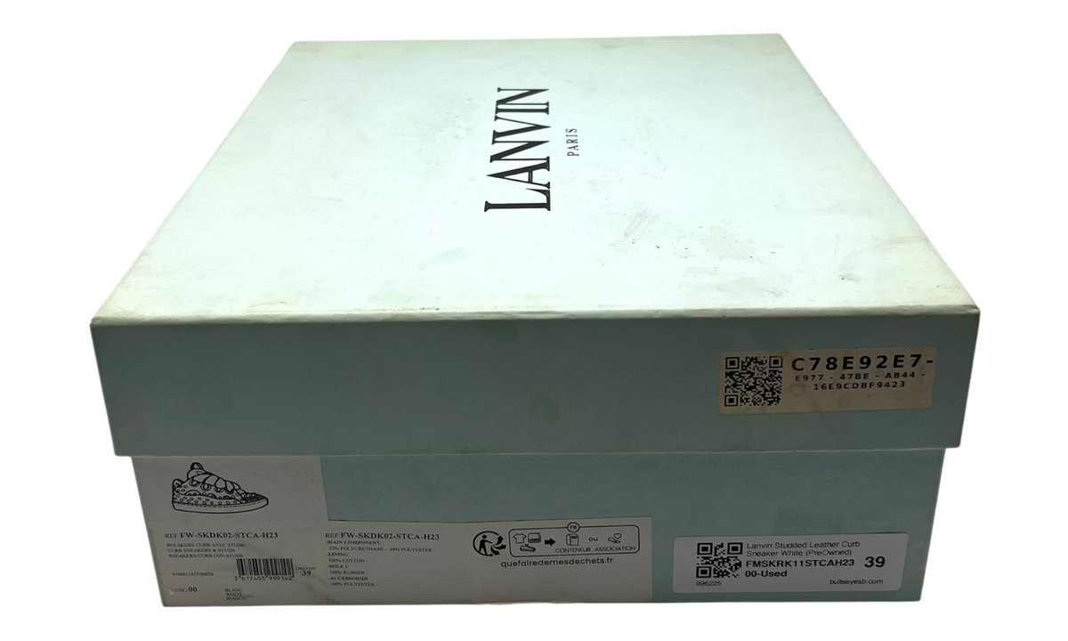 Lanvin Studded Leather Curb Sneaker White (PreOwned)