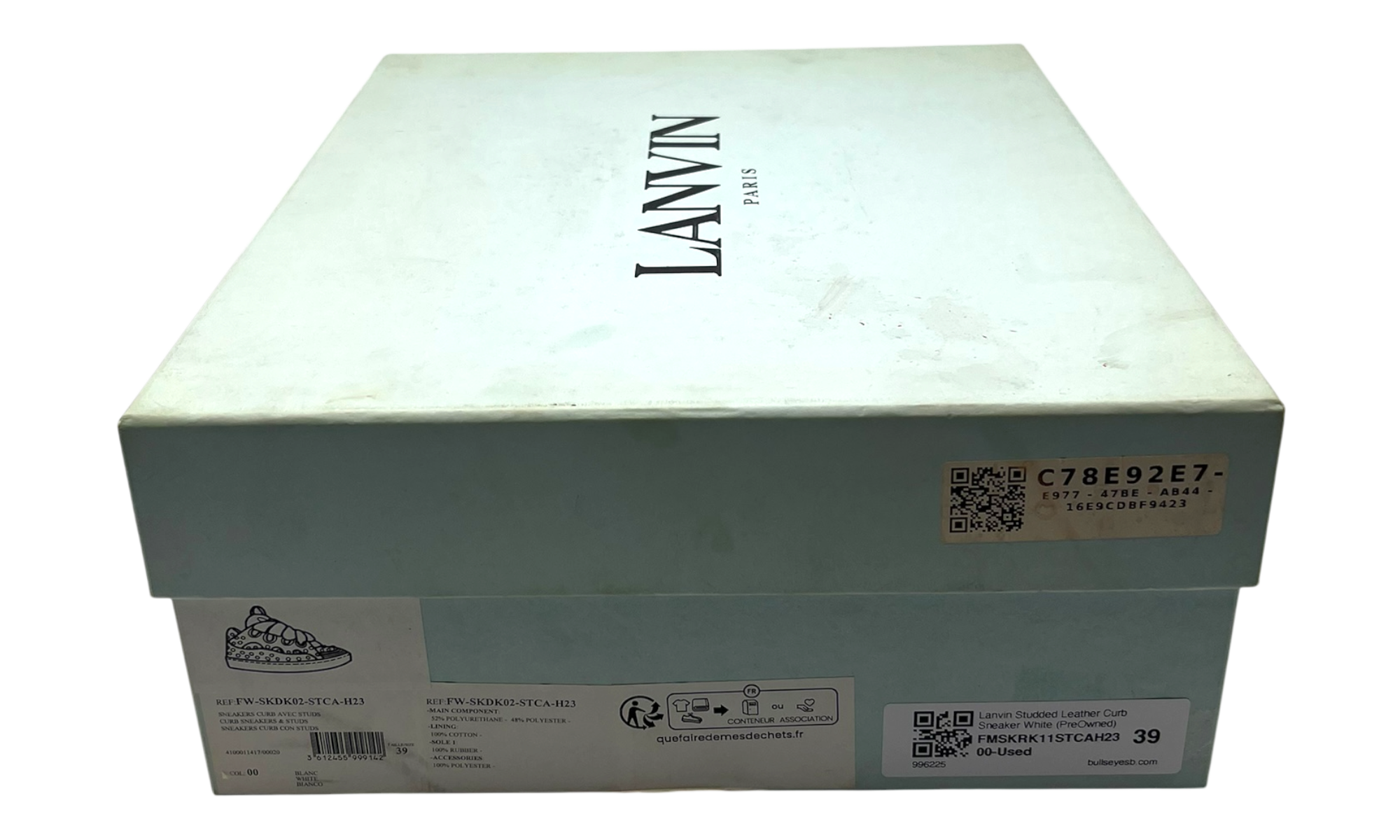 Lanvin Studded Leather Curb Sneaker White (PreOwned)