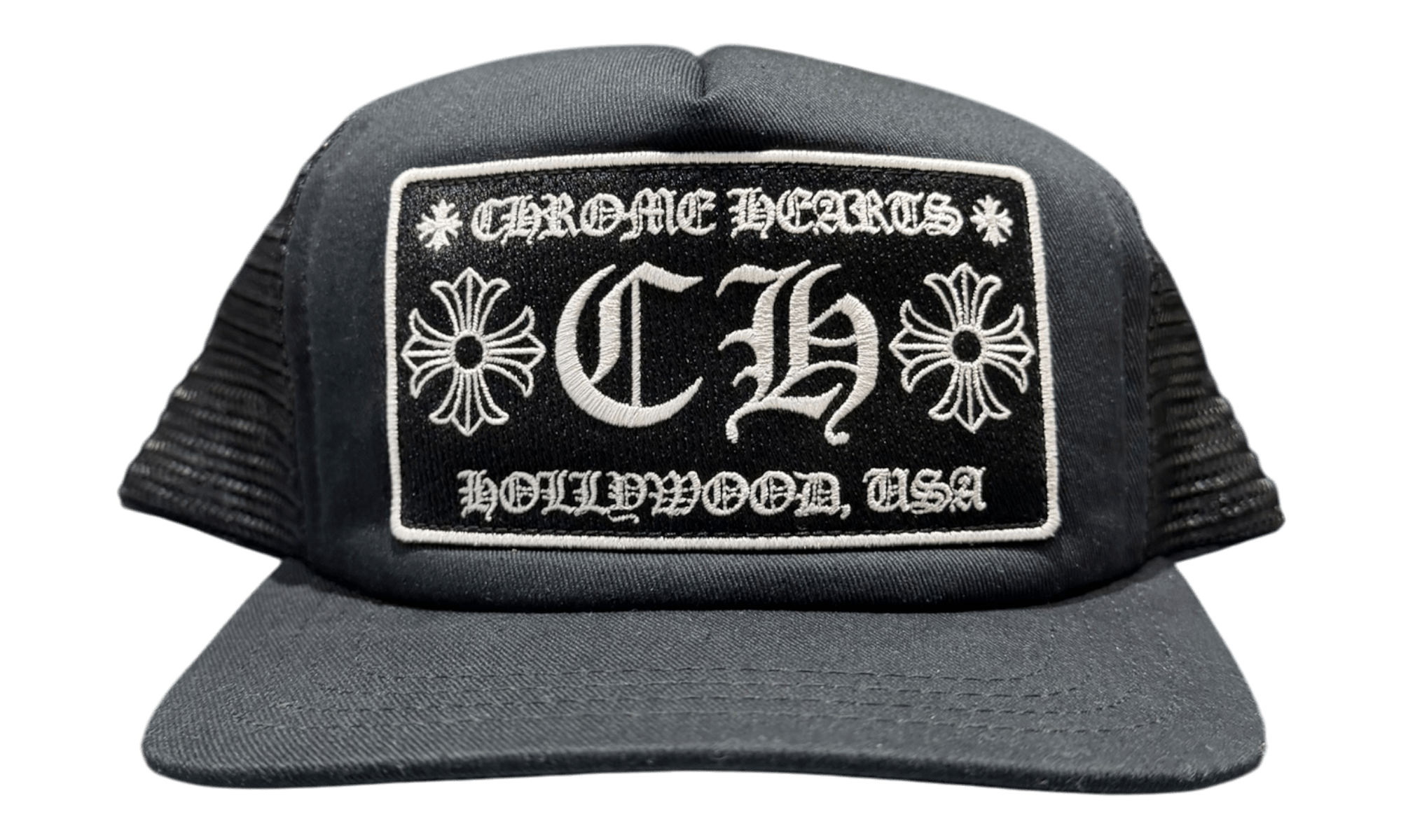 Chrome Hearts CH Hollywood Trucker Hat Black/Black
