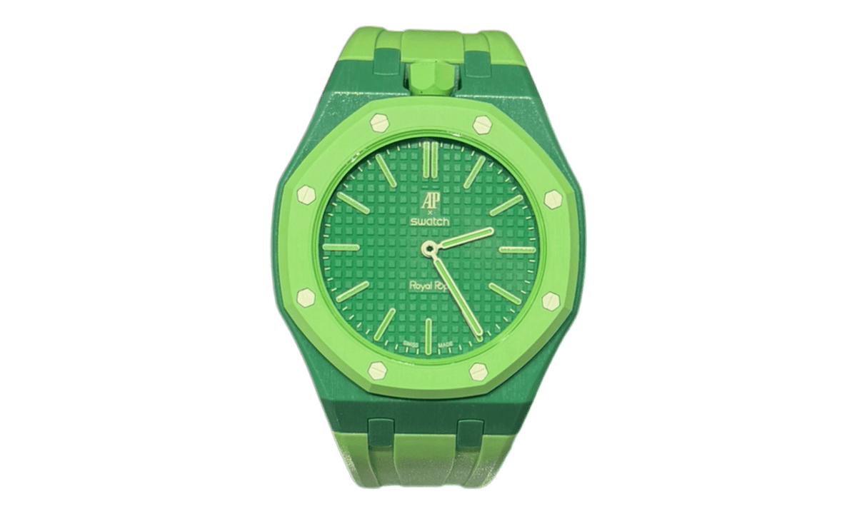 Swatch x Audemars Piguet AP Bioceramic Royal Pop Green Eight on Green Rubber Band