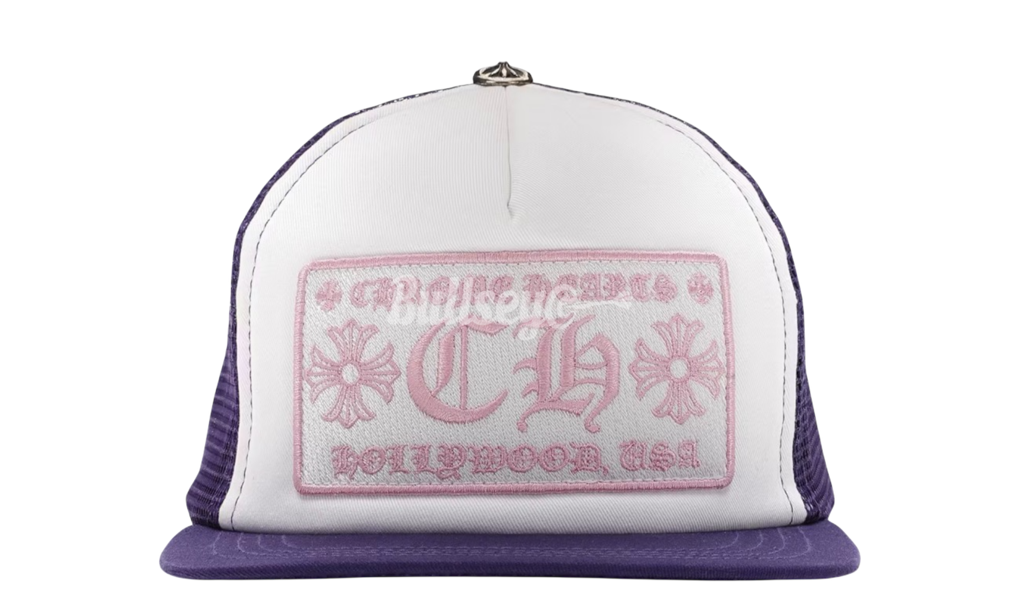 Chrome Hearts CH Hollywood Trucker Hat Purple/White/Pink (Minor Cracked Strap)