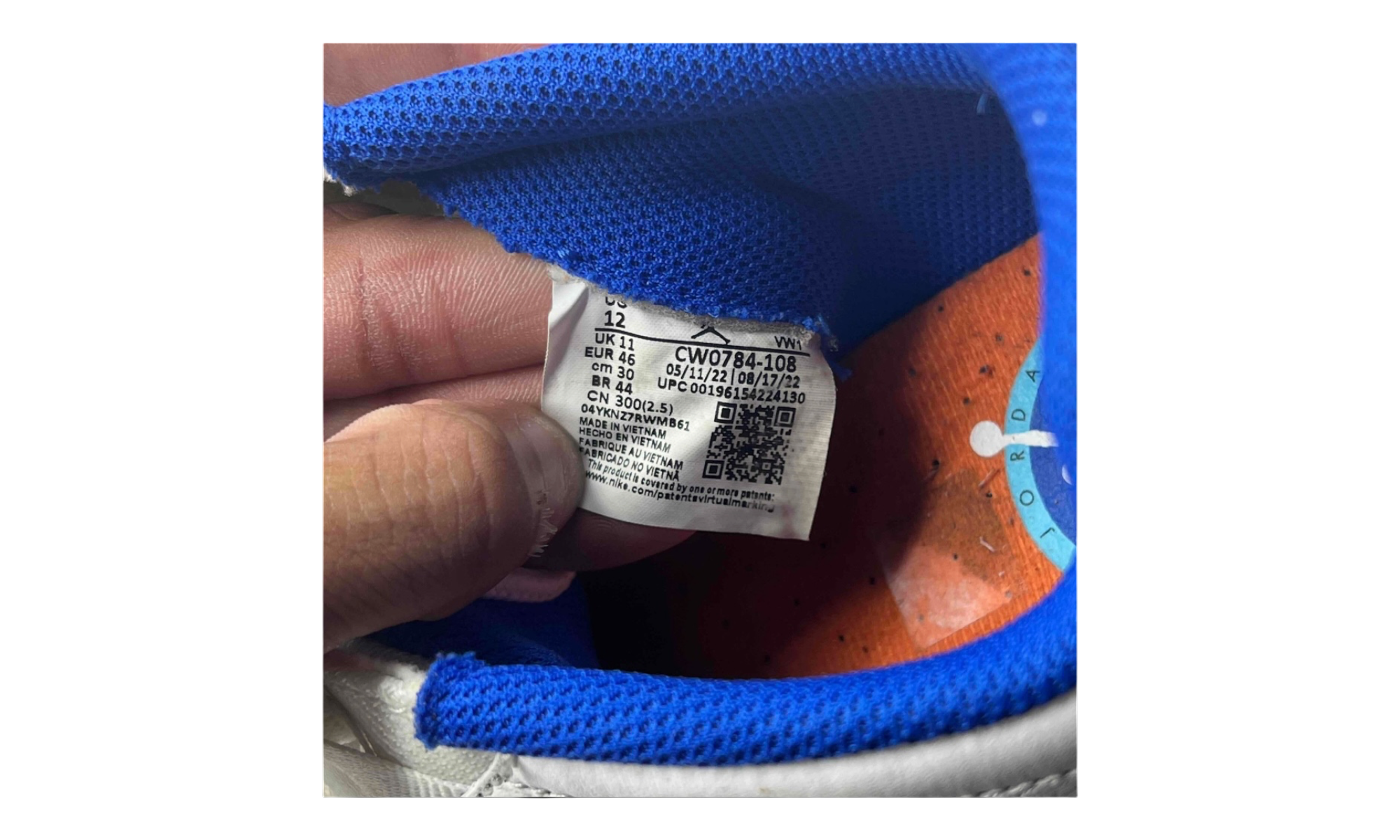Jordan 11 CMFT Low White Safety Orange Hyper Royal (PreOwned) (No Box)