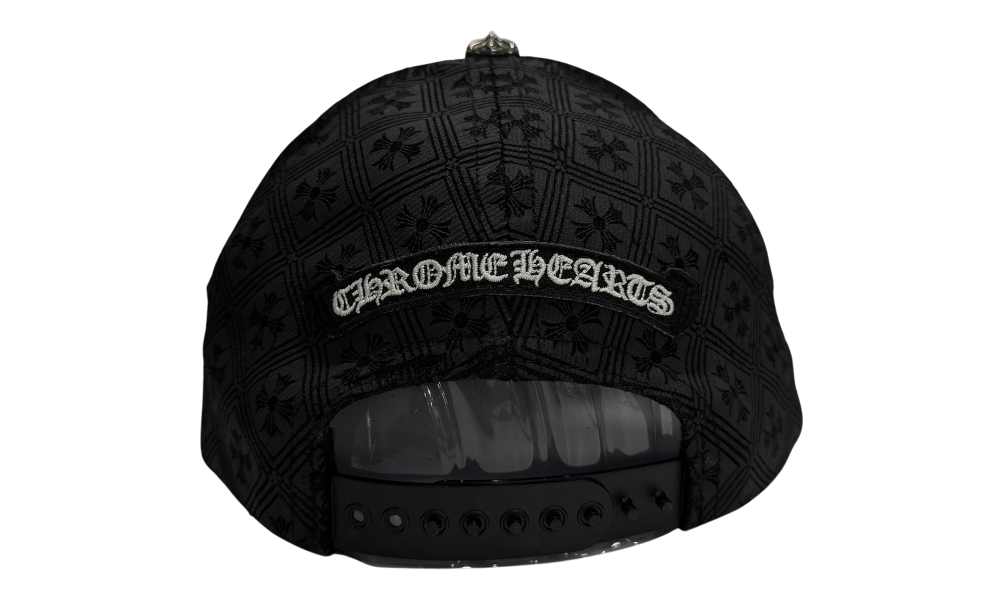 Chrome Hearts Leather Cemetery Triple Cross Monogram Black Trucker Hat