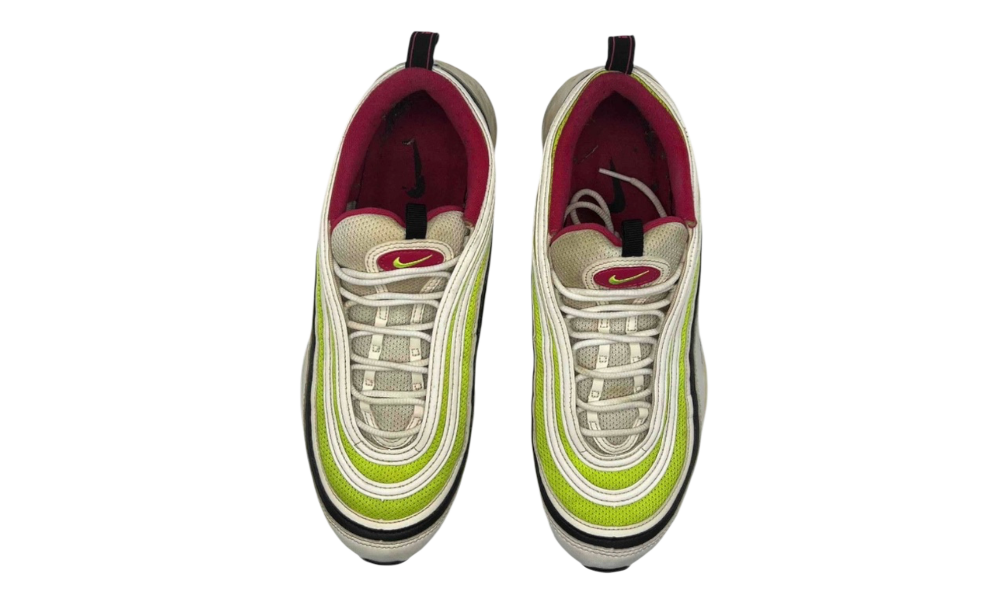 Nike Air Max 97 White Black Volt Rush Pink (PreOwned) (No Box)
