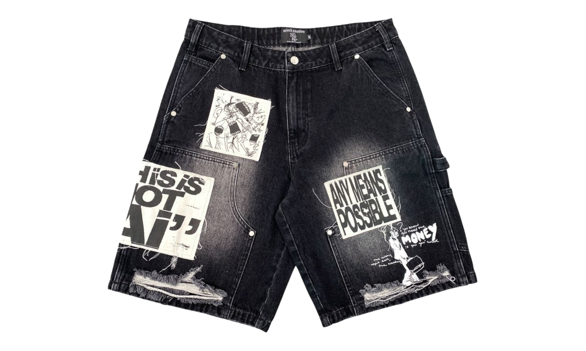 Mixed Emotions Black AI Denim shorts