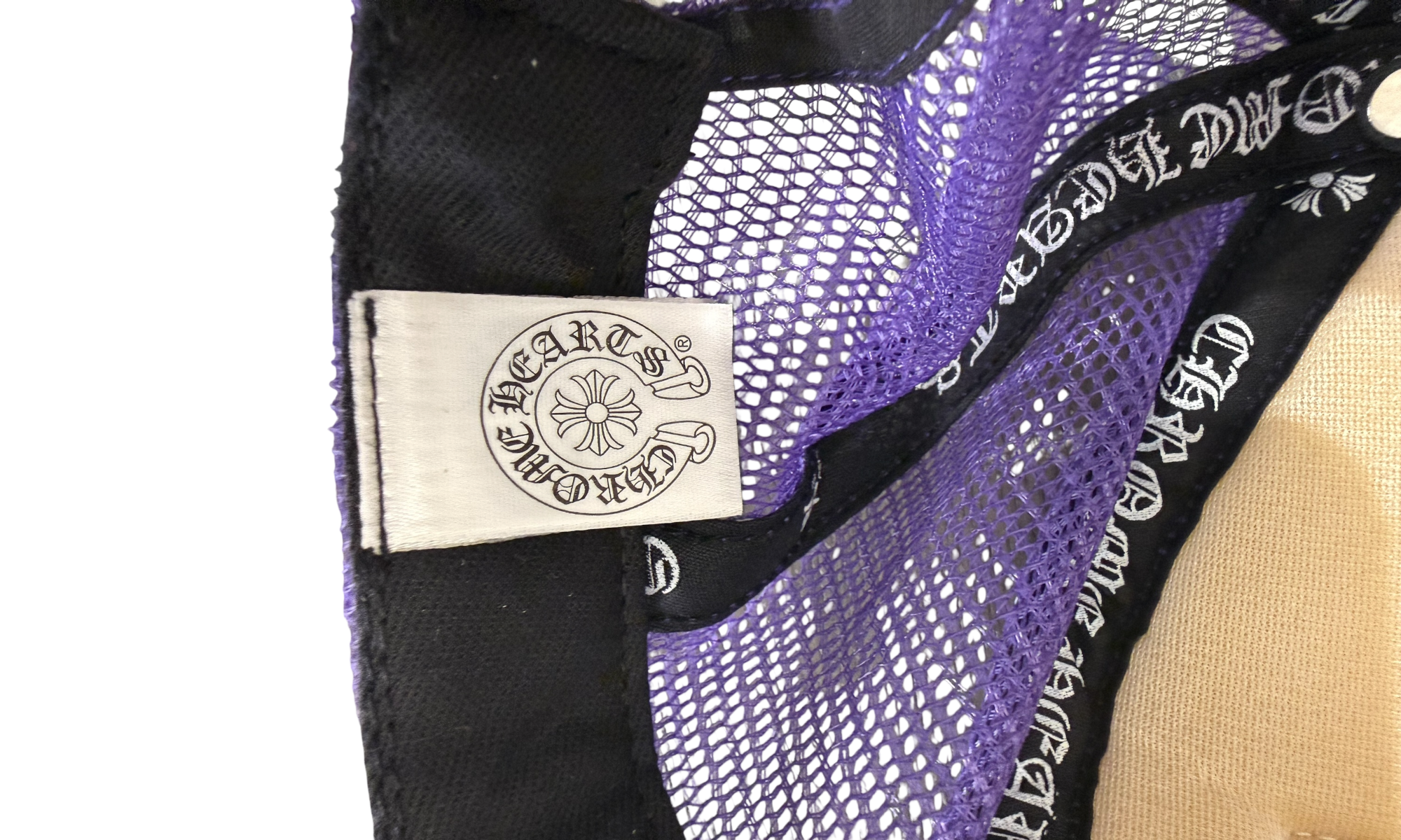 Chrome Hearts CH Hollywood Trucker Hat Purple/White/Pink (Minor Cracked Strap)