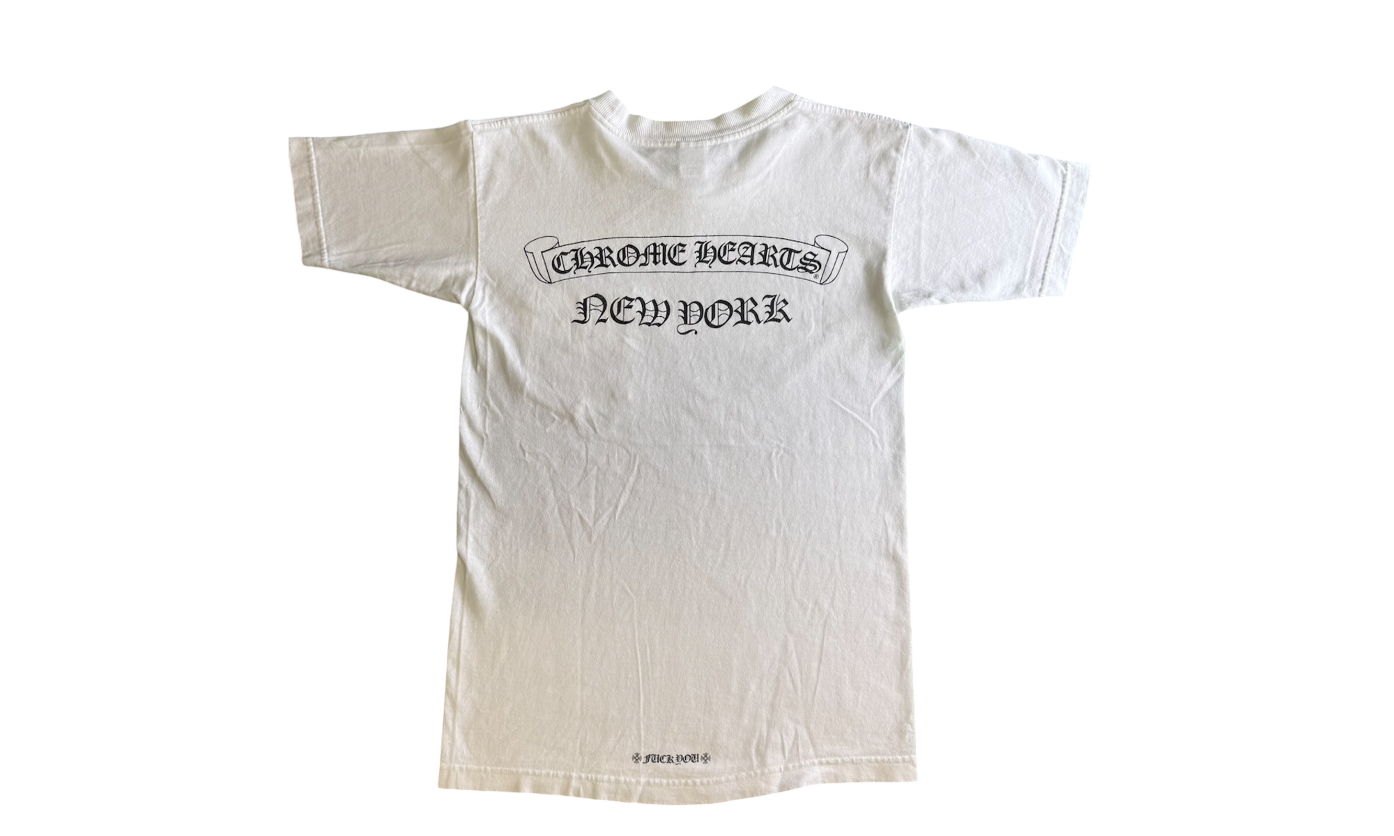 Chrome Hearts New York Scroll Label White T-Shirt (Minor Cracking)